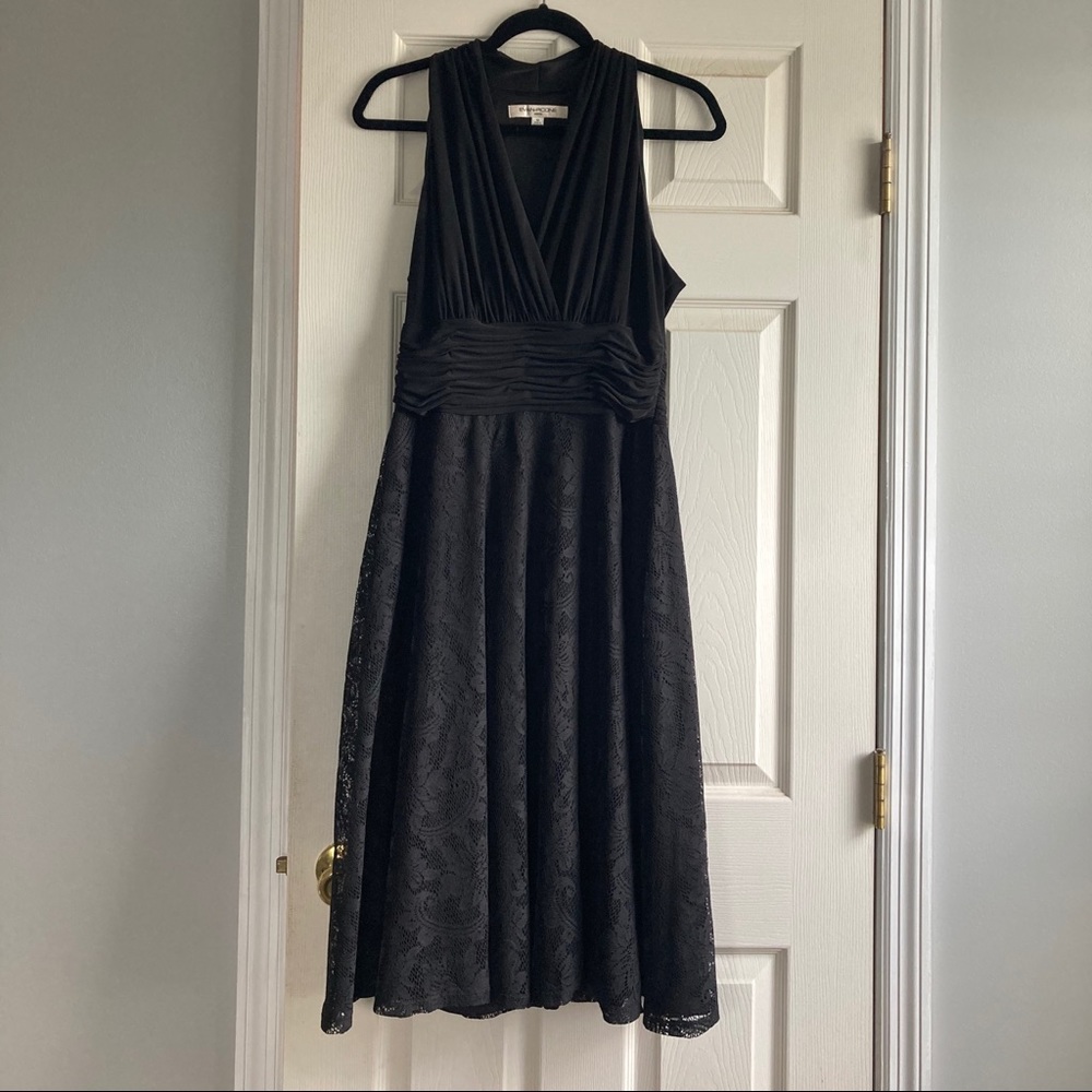 Evan Picone black Marilyn dress with lace skirt